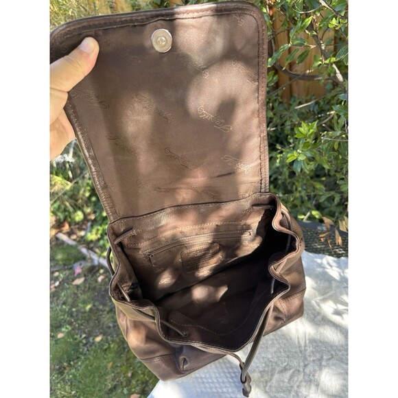 Fossil 75082 Brown Leather Backpack Drawstring Flap Pocket Bag Vintage - Picture 10 of 14